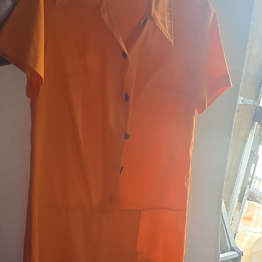 Vintage , Women's Short Sleeve Button Front Orange Skorts, So A Romper. .